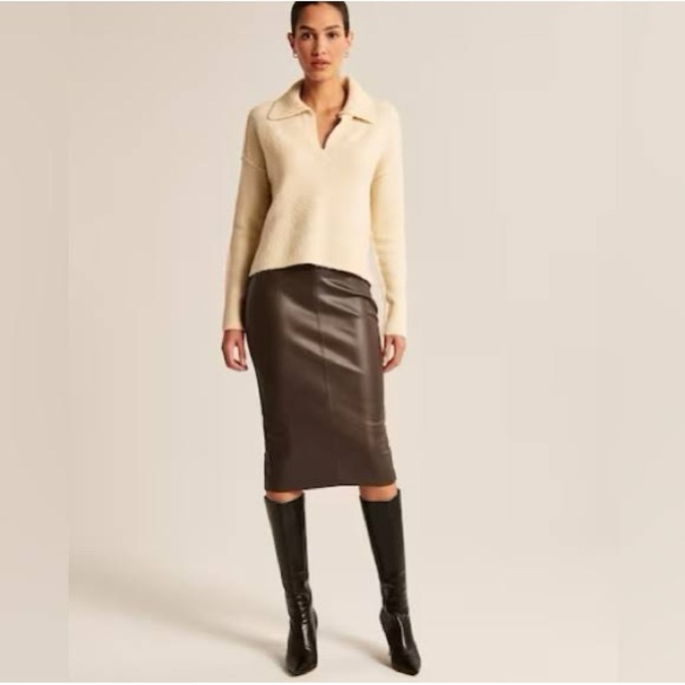 Abercrombie Vegan Leather Midi Skirt